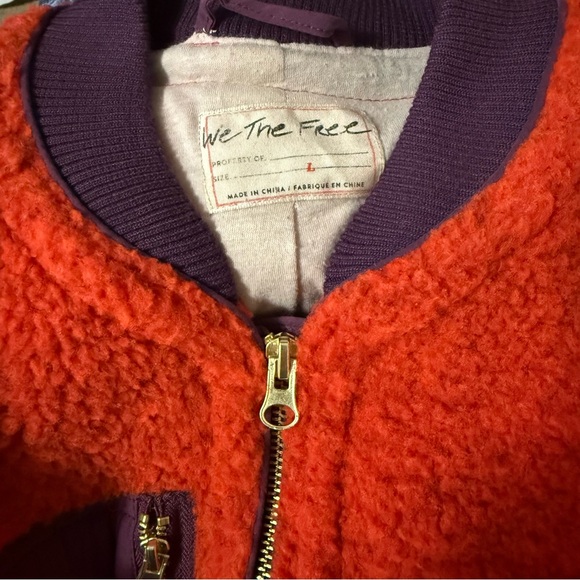 We the Free People Rivington Sherpa Jacket Chili Combo OB1006446 L - Picture 7 of 10